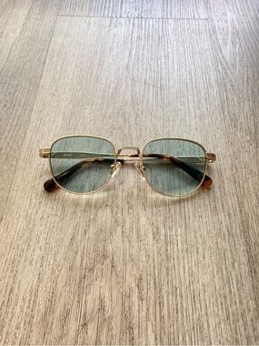 quay australia born ready gold & blue round retro metal sunglasses eyewear NEW